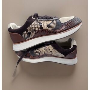 Womens Fashion Sneakers Snake Print Leather Suede Chunky‎ Sole Comfort Shoes 38